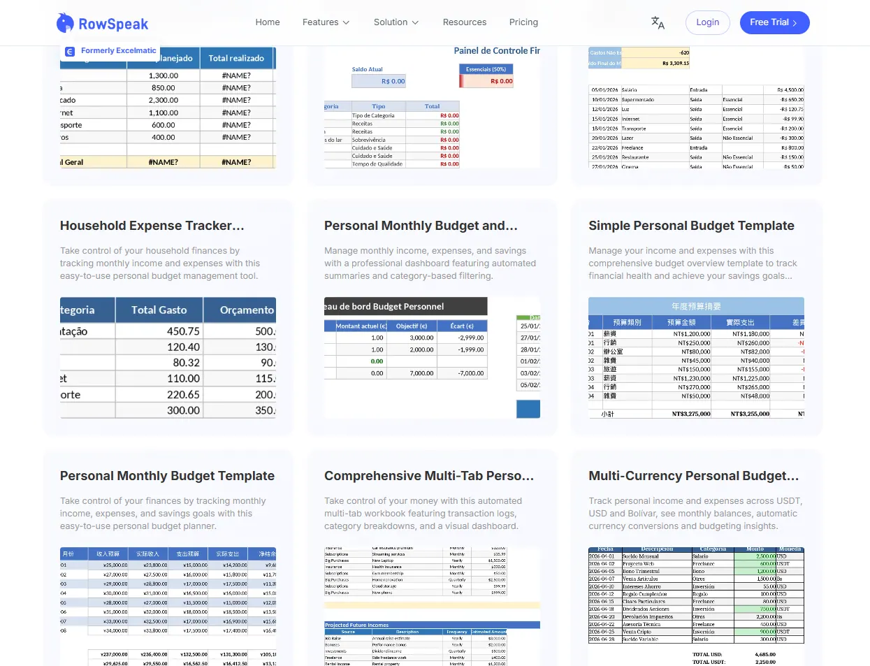 Personal Monthly Budget Template