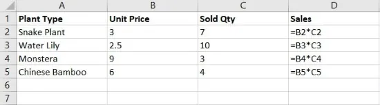 Ziehen des Ausfüllpunkts, um die Formel in einer Spalte nach unten zu kopieren 2