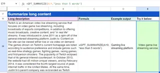 GPT_SUMMARIZE() en action