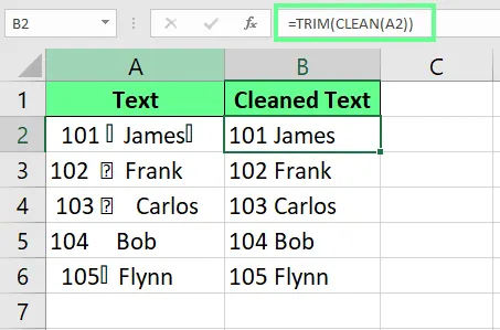 Clean cells using CLEAN() and SUBSTITUTE() functions in Excel 4