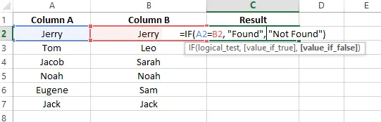 Formule IF dans Excel 3