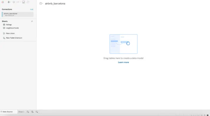 Screenshot of Tableau interface showing available sheets. 3