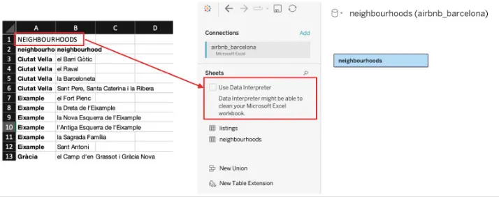 Screenshot of Excel & Tableau interfaces using data interceptor 6