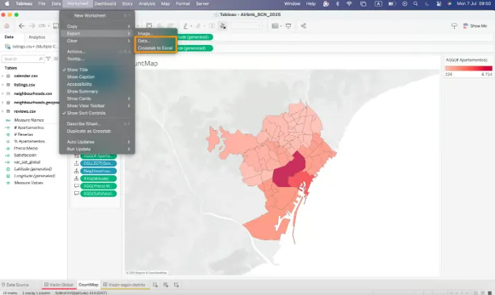 Screenshot of the Tableau interface. 9