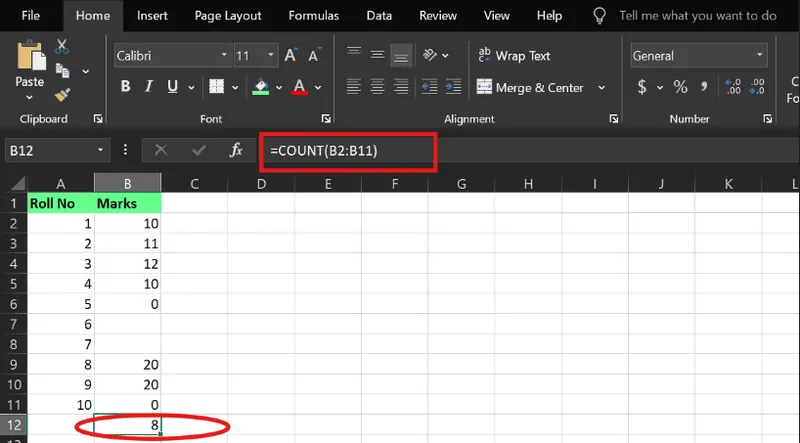 Función CONTAR en Excel 1