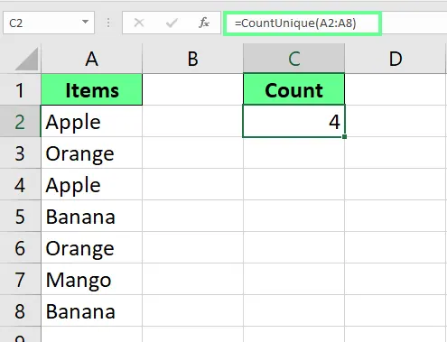 Count unique values using VBA editor in Excel. 11