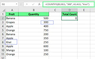 Aplicando lógica E usando a função COUNTIFS no Excel. 11