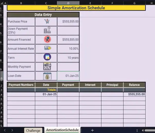 Excel償却表の設定 1