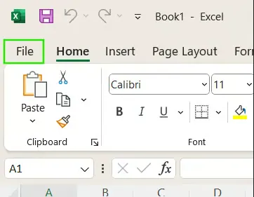 Ouvrir les options Fichier d'Excel pour plus de fonctionnalités 1