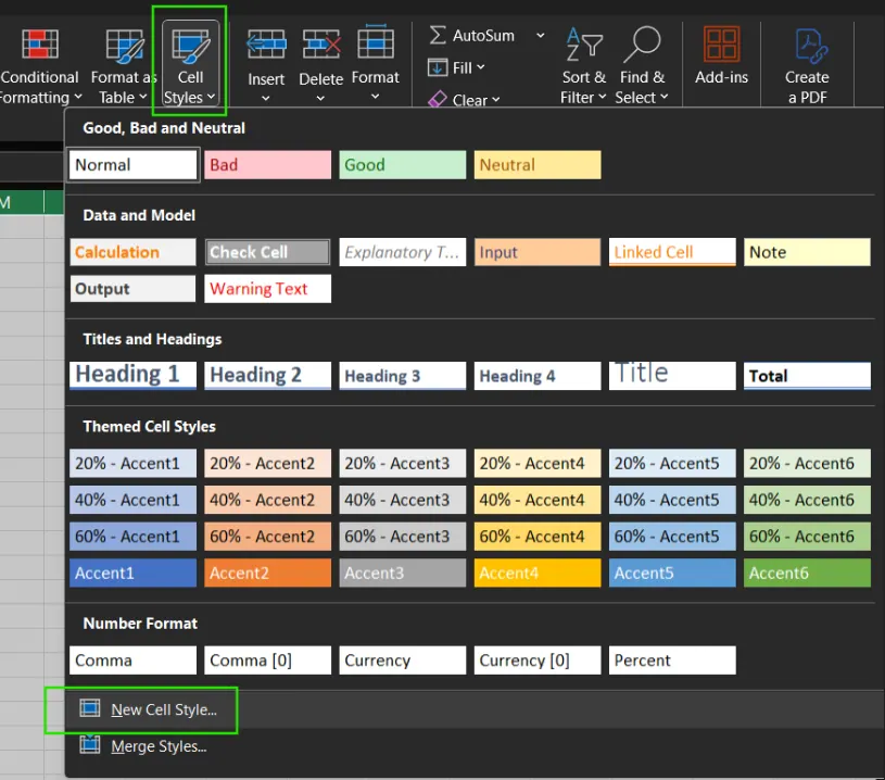 Définir un nouveau style de cellule dans Excel 6