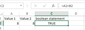 check if the value  is equal or not using boolean operator in excel. 13