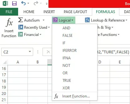 Navigating to the logical operators in excel. 14