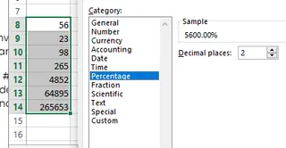 Formatting numbers into percentages. 7