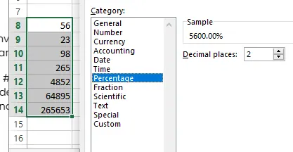 Formatting numbers into percentages. 7