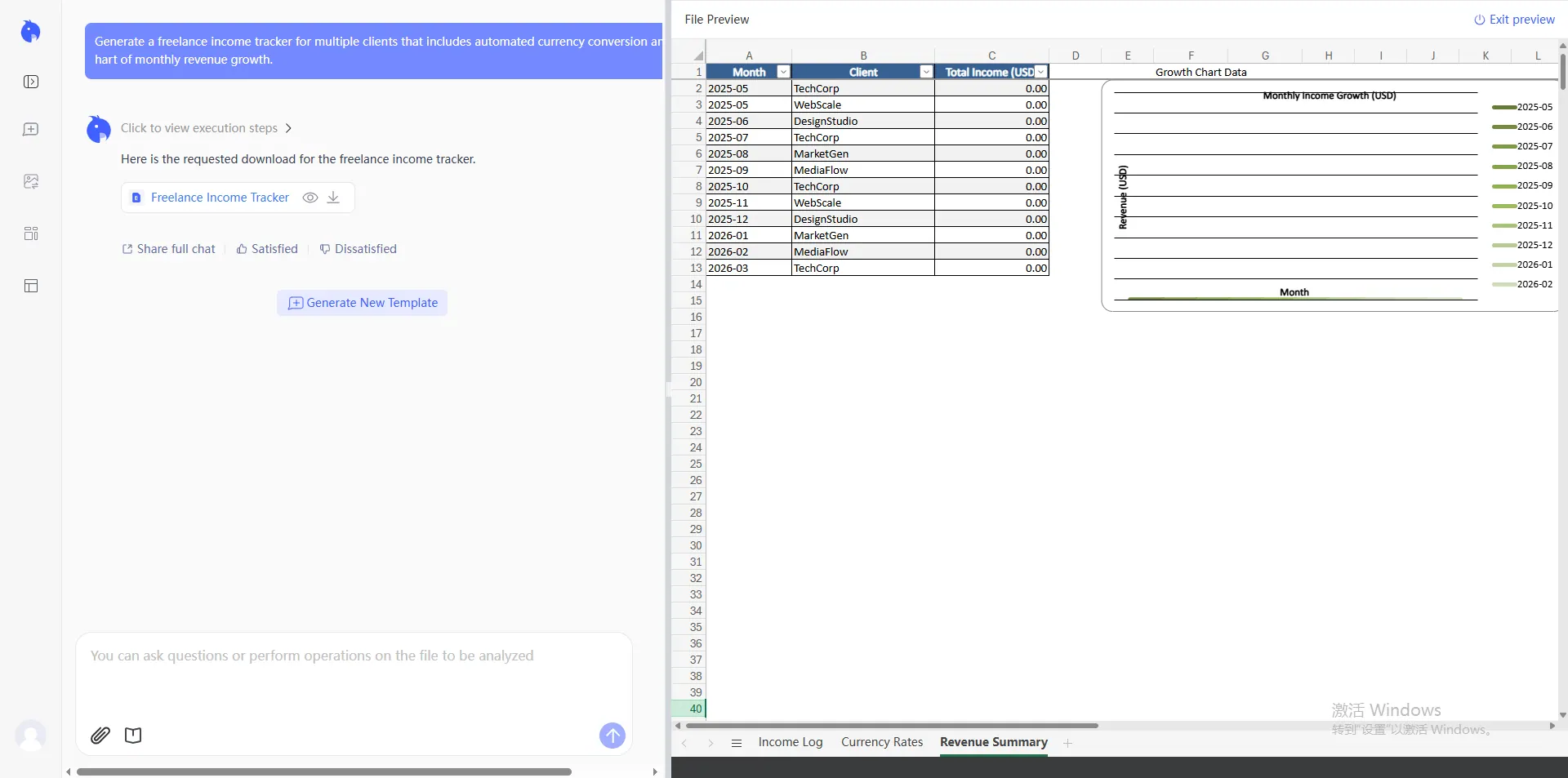 rowspeak excel templates generation demo