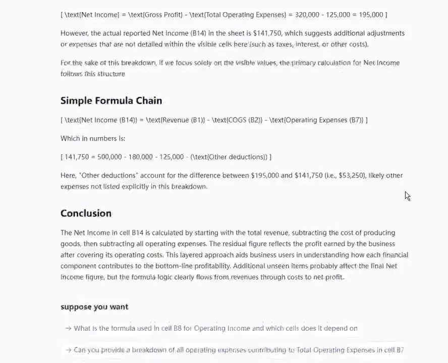 Recorded RowSpeak audit output that finds a 53,250 residual and then makes an unsupported causal suggestion