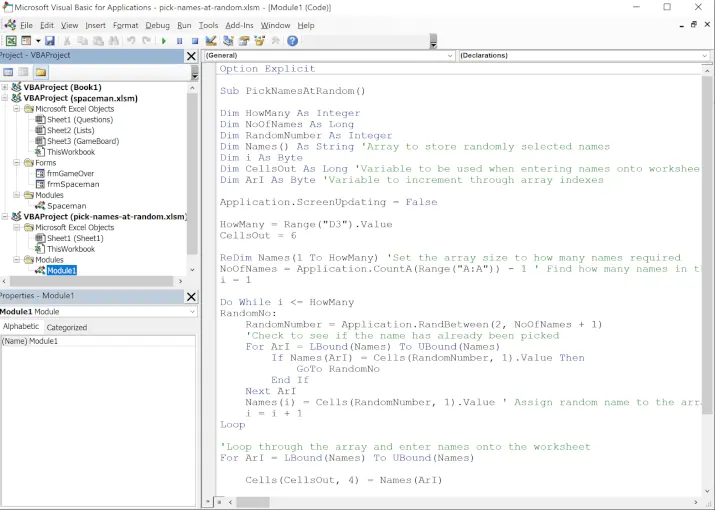 Excel Visual Basic Editor ウィンドウ 1