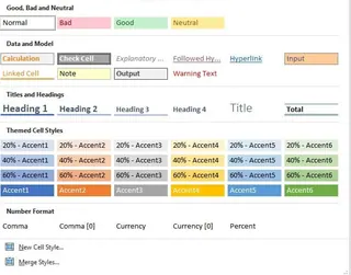 Applying a built-in Cell Style in Excel's ribbon menu. 1