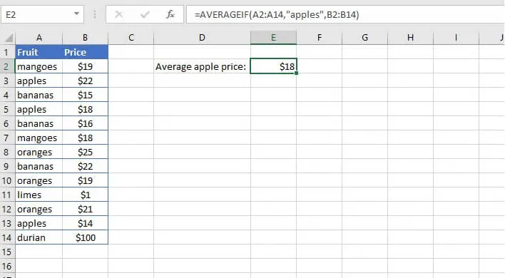 Using AVERAGEIF with text criteria in Excel 1