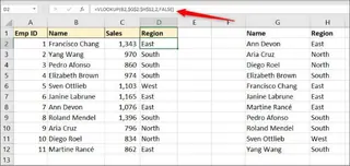 두 개의 별도 테이블에서 데이터를 병합하기 위해 VLOOKUP 사용 2