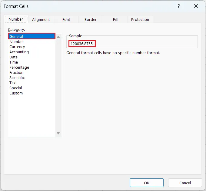 Excel Format Cells dialog box 2