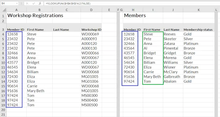 Two separate Excel tables needing to be merged