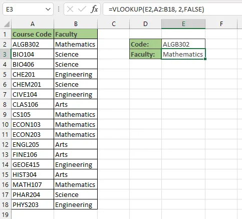 VLOOKUP 초기 데이터 설정