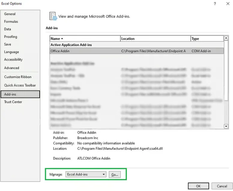 Managing Excel add-ins. 5