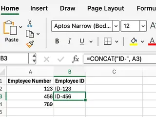 Incorporando constantes e formatação com Excel CONCAT 5