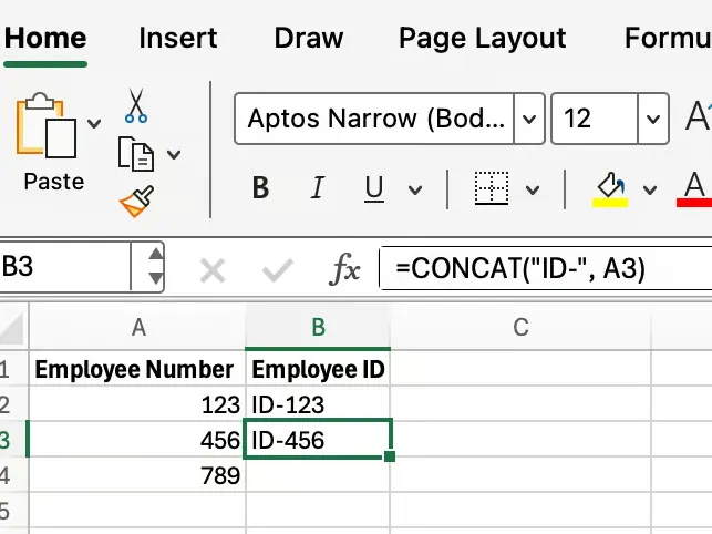 Incorporating constants and formatting with Excel CONCAT 5