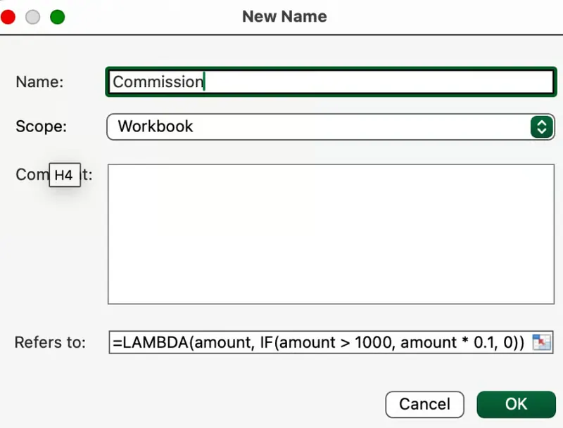 Excel LAMBDA-Funktion zur Berechnung der Provision 4