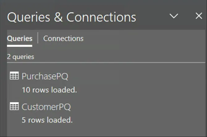 Queries and Connections pane in Excel data model 20