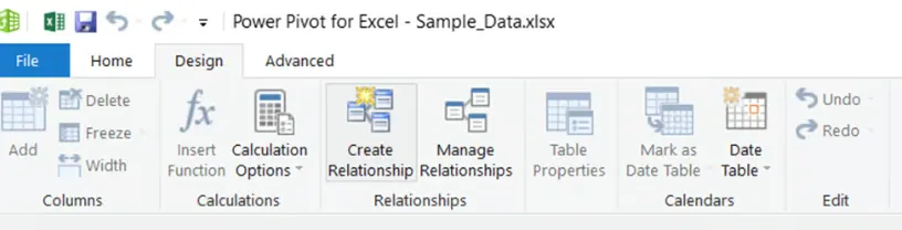 Design tab in Excel data model 23