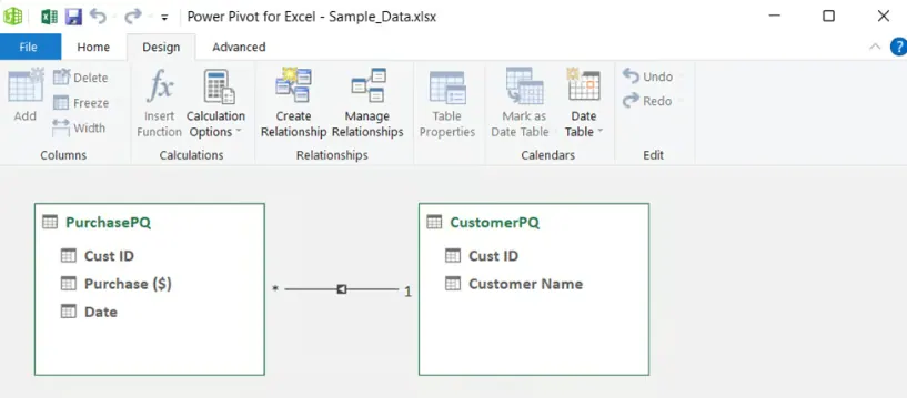 Window showing Relationship is established in Excel data model 25