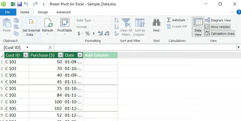 Power Pivot for Excel pop-up with Excel data model 29