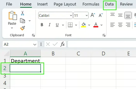 Insert drop-down list in Excel 1