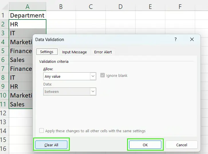 How to remove a drop-down list in Excel 12