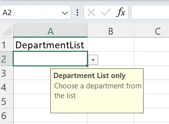 Example of input messages for drop-down lists in Excel. 20