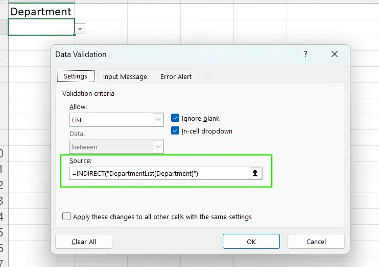 Excel INDIRECT() function 9