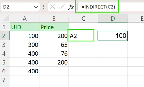 Using INDIRECT() to reference based on another cell in Excel. 1