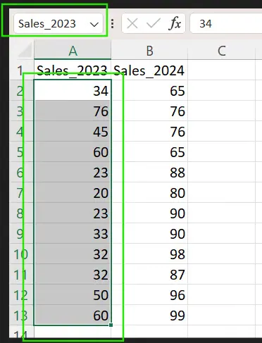 Naming cell ranges in Excel. 4