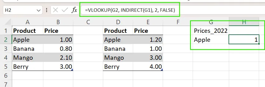 Using INDIRECT() with VLOOKUP() in Excel. 8