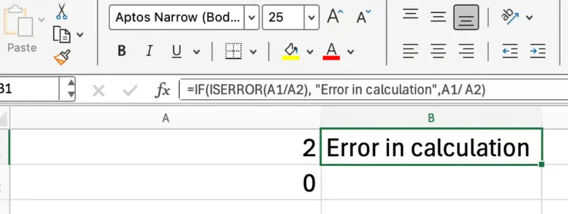 Excel ISERROR combined with IF function 2