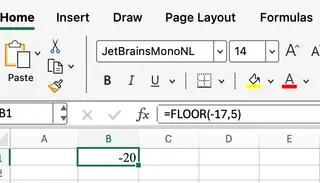 Excel FLOOR com um número negativo 2