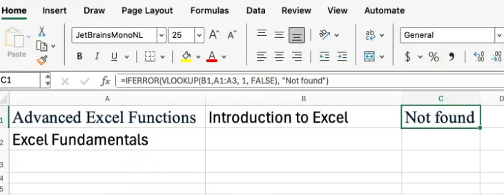 Excel IFERROR with VLOOKUP 2