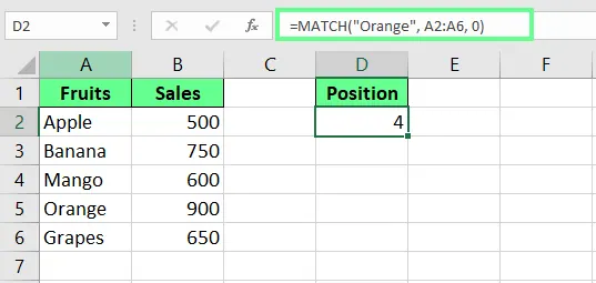 Using the MATCH function in Excel. 1