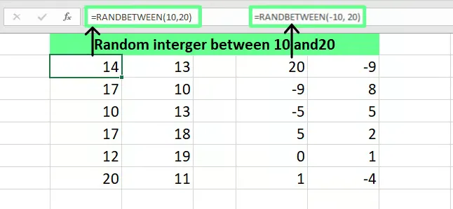 Generating random numbers using RANDBETWEEN() in Excel 3