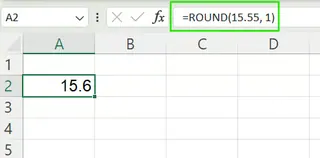 ExcelでROUND()関数を使用して小数点以下1桁に丸める。 1