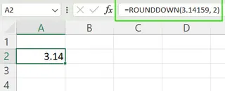 ExcelでROUNDDOWN()関数を使用して数値を切り捨てる。 3