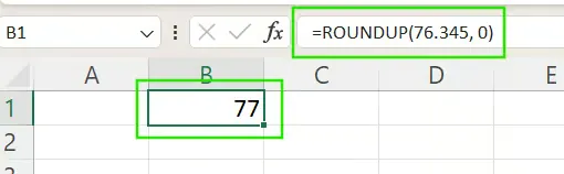 ROUNDUP in Excel simple example 1